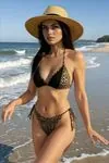 Kadın Leoparlı Yandan Bağlamalı Brazilian Kesim Üçgen Bikini Takımı