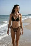 Kadın Leoparlı Yandan Bağlamalı Brazilian Kesim Üçgen Bikini Takımı