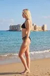Women’s Black Crinkle Bikini Set Bow Detail Tie Side Brazilian Cut