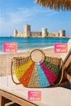 Women’s Colorful Handwoven Straw Beach Bag Shoulder Strap Summer Tote