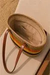 Women’s Straw Shoulder Bag Colorful Stripe Detail Beach & Holiday Tote