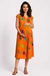 Women’s Viscose Maternity Dress Orange Fish Pattern Summer Loose Fit