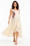 Women’s Ecru Embroidered Maternity Dress Sleeveless Boho Summer