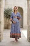 Women’s Cotton Maternity Dress Tassel Neck Nautical Long Sleeve