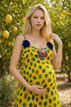 Women’s Linen Maternity Dress Embroidered Boho Summer Strappy