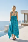 Women’s Linen Maternity Dress Embroidered Boho Summer Strappy