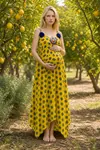 Women’s Linen Maternity Dress Embroidered Boho Summer Strappy