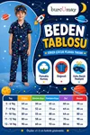 Boys Navy Space-Themed Button-Up Pajama Set Summer Cotton Short Sleeve with Sleep Mask