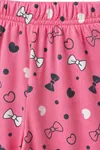 Girls Pink Button-Up Summer Pajama Set Cotton Short Sleeve with Sleep Mask