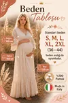 Beige Maternity Dress Lace 100% Raw Cotton Italian Fabric Summer Long Outdoor Photoshoot Special Occasion Style
