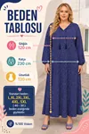 Plus Size Women Navy Viscose Dress Tassel Neck Summer Long Sleeve Ditsy Floral Print