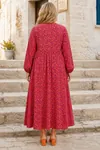 Plus Size Women Floral Viscose Dress Tassel Neck Summer Long Dress