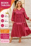 Plus Size Women Floral Viscose Dress Tassel Neck Summer Long Dress