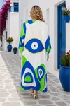Women's White Patterned Viscose Plus Size Shirt Dress with Pockets – Long Summer Model