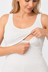Clip-Free Nursing Tank Top Double Layer Cotton Blend Black  Copy